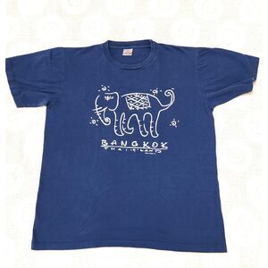 Bangkok Elephant T Shirt Ethnic Graphic Blue Sz.  L Indycore Tourist